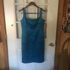 NWT Sz 12 Dress Barn Collection Blue Satin Dress